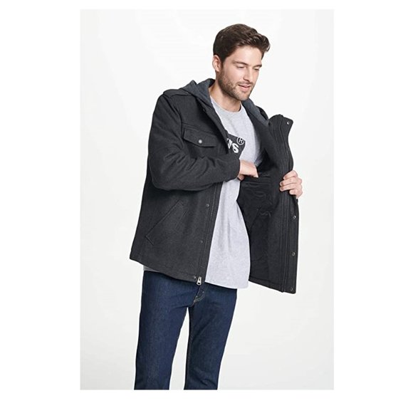 NWT Levi's Men's Wool Blend Hooded Military Jacket Charcoal Size M $200 O184 - Picture 5 of 6